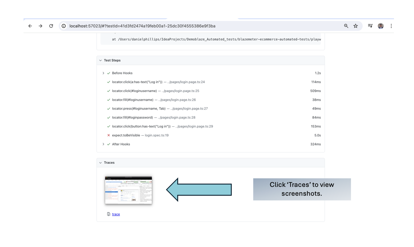 Traceviewer test steps and traces