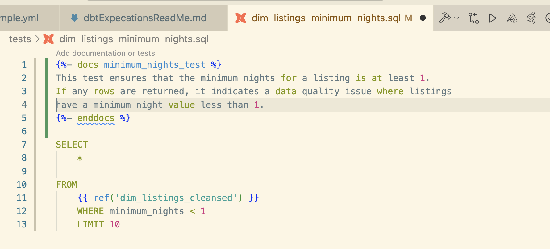 Custom sql example- min nights